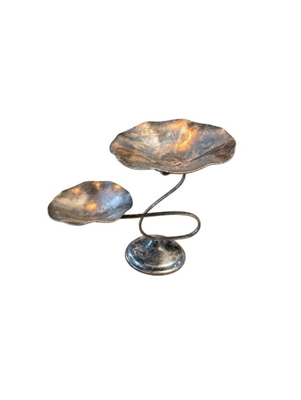 Vintage BMCo Silverplate 2 Tier Serving Stand Hammered Spiral Mid Century [COPY]